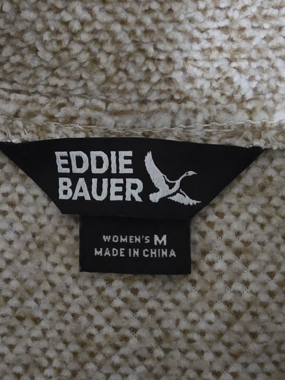Eddie Bauer Cozy Honeycomb Sweater Fleece Henley Pullover Tan Beige Size Medium